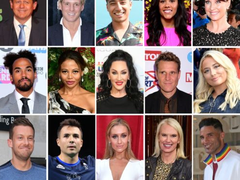 File photos of (top row) Mike Bushell, Jamie Laing, Karim Zeroual, Alex Scott, Emma Barton, (middle) Dev Griffin, Emma Thynn Viscountess Weymouth, Michelle Visage, James Cracknell, Saffron Barker, Chris Ramsey, Will Bayley, Catherine Tyldesley, Anneka Rice and David James, who are this year’s contestants on Strictly Come Dancing (PA/BBC)