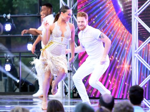 Katya Jones and Neil Jones during a performance at the red carpet launch of Strictly Come Dancing 2019 (Ian West/PA)