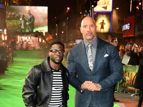 Dwayne Johnson has sent a message to his friend Kevin Hart after he was injured in a car crash (Ian West/PA)