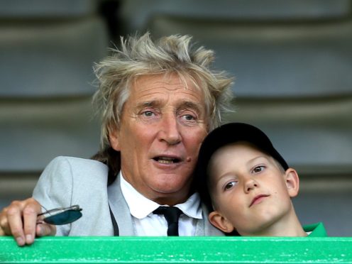 Sir Rod Stewart with son Aiden (PA)