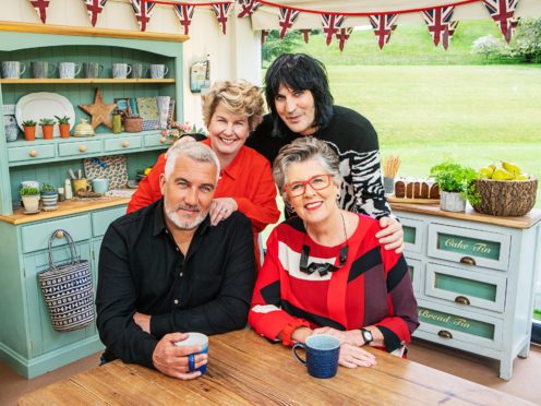 The Great British Bake Off presenters Sandi Toksvig, Noel Fielding, Paul Hollywood and Prue Leith (C4/Love Productions/Mark Bourdillon/PA)