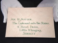 Harry Potter’s Hogwarts acceptance letter (Kirsty O’Connor/PA)