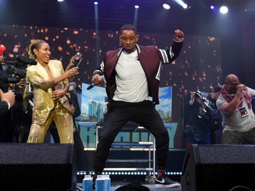 BUDAPEST, HUNGARY – SEPTEMBER 25: Jada Pinkett Smith (L) watches husband Will Smith perform on stage with DJ Jazzy Jeff (not pictured) during the Paramount Pictures, Skydance and Jerry Bruckheimer Films “Gemini Man” Budapest concert at St Stephens Basilica Square on September 25, 2019 in Budapest, Hungary. (Photo by Ian Gavan/Getty Images for Paramount Pictures)