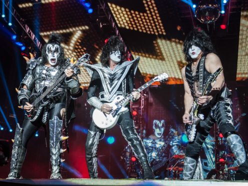 Gene Simmons, Tommy Thayer and Paul Stanley of Kiss performing live (Katja Ogrin/PA)
