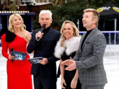 Holly Willoughby (left to right), Phillip Schofield, Jayne Torvill and Christopher Dean (right) during the press launch for the upcoming series of Dancing On Ice at the Natural History Museum Ice Rink in London. Picture date: Tuesday December 18, 2018. Photo credit should read: David Parry/PA Wire