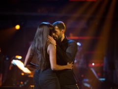Oti Mabuse and Kelvin Fletcher during their rumba. (Guy Levy/BBC)