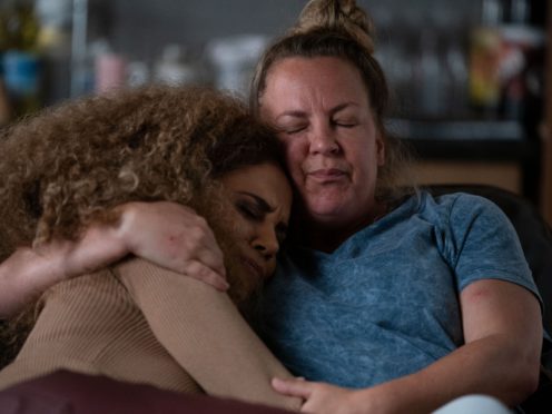 Karen comforts Chantelle in EastEnders (Jack Barnes/BBC/PA)