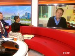 EDITORS NOTE: We are advised that video-grabs should not be used by daily papers later than 48 hours after the broadcast of the programme, without consent of the copyright holder. For use in UK, Ireland or Benelux countries only Screengrab from BBC Breakfast of Bill Turnbull (right) with BBC Breakfast presenters Naga Munchetty and Dan Walker. Turnbull was reunited with his former co-stars as he appeared on the programme to talk about living with cancer. PA Photo. Issue date: Tuesday October 22, 2019. See PA story SHOWBIZ Turnbull. Photo credit should read: BBC/PA WireNOTE TO EDITORS: Not for use more than 21 days after issue. You may use this picture without charge only for the purpose of publicising or reporting on current BBC programming, personnel or other BBC output or activity within 21 days of issue. Any use after that time MUST be cleared through BBC Picture Publicity. Please credit the image to the BBC and any named photographer or independent programme maker, as described in the caption.