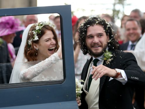 Kit Harington and Rose Leslie after their wedding (Jane Barlow/PA)