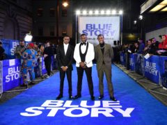 Stephen Odubola, Andrew Onwubolu and Michael Ward at the premiere of Blue Story (Ian West/PA)