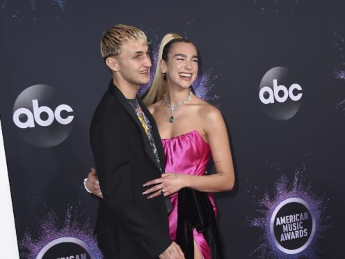 Anwar Hadid, left, and Dua Lipa (Jordan Strauss/AP)