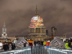 William Blake’s final masterpiece ‘The Ancient Of Days’ is projected onto the dome of St Paul’s Cathedral (Rick Findler/PA)