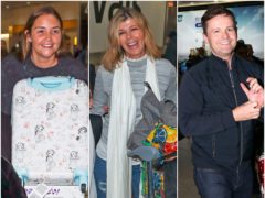 Jacqueline Jossa, Kate Garraway and Declan Donnelly touching down at Heathrow (Steve Parsons/PA)
