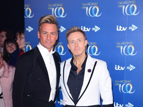 Matt Evers and Ian ‘H’ Watkins at the launch of Dancing On Ice 2020 (Ian West/PA)