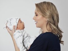 Rachel Riley with her baby daughter (Charlotte Emily Gray for From Babies With Love)