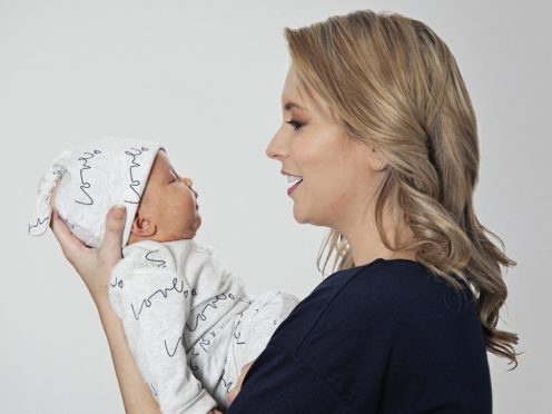 Rachel Riley with her baby daughter (Charlotte Emily Gray for From Babies With Love)