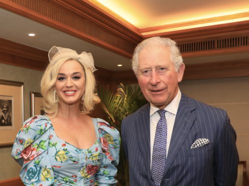 Katy Perry with the Prince of Wales in Mumbai (British Asian Trust/PA)