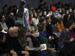 Spectators and journalists follow Drome’s women’s Fall Winter 2020/21 collection, presented in Milan (Antonio Calanni/AP)