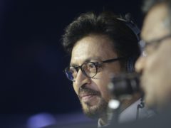 Irrfan Khan watches a Vivo Pro Kabaddi league match in Mumbai, India. Khan, a veteran character actor in Bollywood movies and one of India’s most well-known exports to Hollywood, has died. (Rafiq Maqbool/AP)