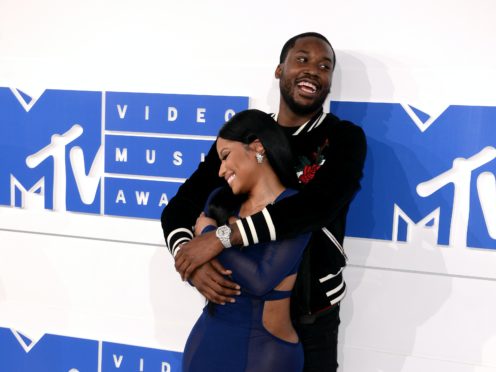 Rapper Meek Mill, pictured with his former girlfriend Nicki Minaj, has become a father for the third time (PA)