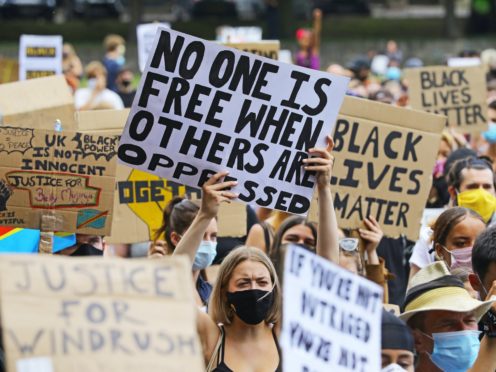 People take part in a Black Lives Matter protest in Brighton (Aaron Chown/PA)