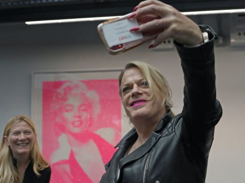 Eddie Izzard taking a selfie during a preview for the Icons exhibition at Riverside Studios in London (Luciana Guerra/PA)