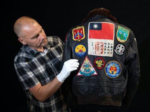 Pete ‘Maverick’ Mitchell’s (Tom Cruise) jacket from the 1986 film Top Gun (Andrew Matthews/PA)