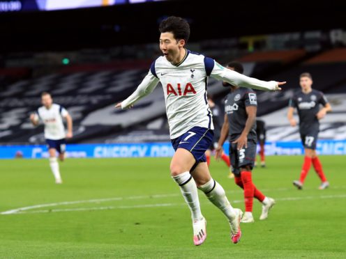 Son Heung-min was on the scoresheet as Tottenham booked their place in the Carabao Cup final (Adam Davy/PA)