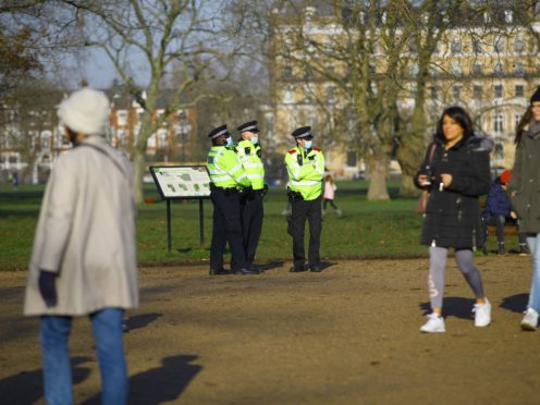 Police presence before a proposed anti-lockdown protest in Clapham Common, London (Aaron Chown/PA)