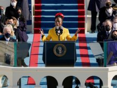 US National Youth Poet Laureate Amanda Gorman reads at Joe Biden’s inauguration (Patrick Semansky/AP)