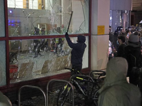 The windows of Bridewell police station were smashed during the riot (Andrew Matthews/PA)