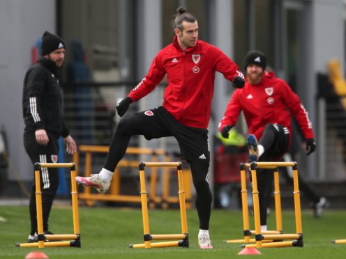 Wales captain Gareth Bale (centre) training ahead of Tuesday’s World Cup qualifier against the Czech Republic (Nick Potts/PA)