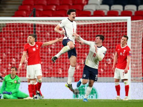 Harry Maguire celebrates his winner (Catherine Ivill/PA)