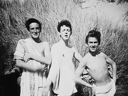 Paul McCartney and George Harrison on holiday in Harlech, North Wales, with John Brierley, pictured left (John Brierley/PA)
