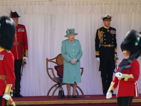 The Queen during a ceremony at Windsor Castle in Berkshire to mark her official birthday last year (Paul Edwards/The Sun/PA)