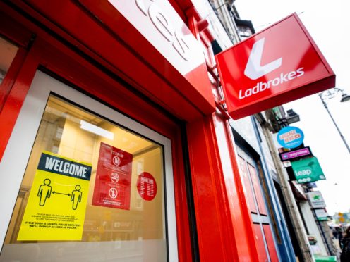 Ladbrokes owner Entain said online revenues jumped by a third in the first three months of 2021 as it continued to see strong demand from punters stuck at home (Liam McBurney/PA)