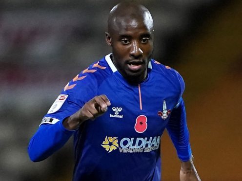 Dylan Bahamboula was on target for Oldham at Harrogate (Zac Goodwin/PA)