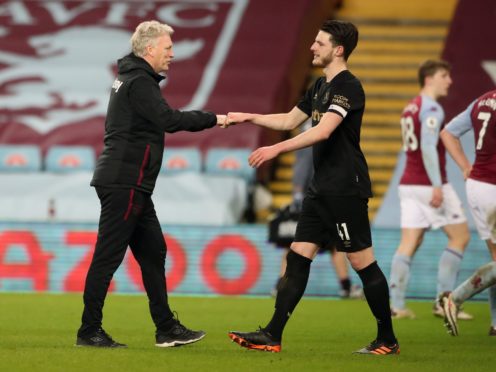 West Ham manager David Moyes says injured England midfielder Declan Rice is working hard to get back playing as quickly as possible (Nick Potts/PA)