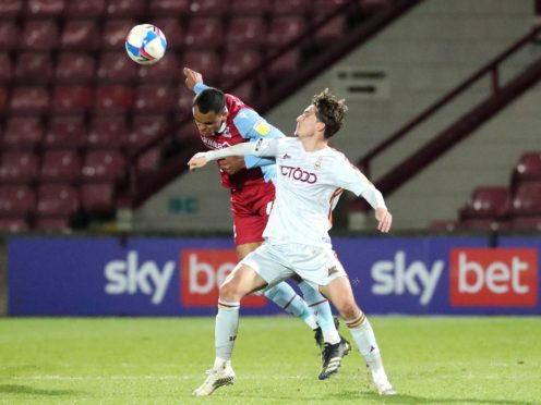 Ollie Crankshaw (right) will miss Bradford’s Sky Bet League Two clash with Salford. (Danny Lawson/PA)