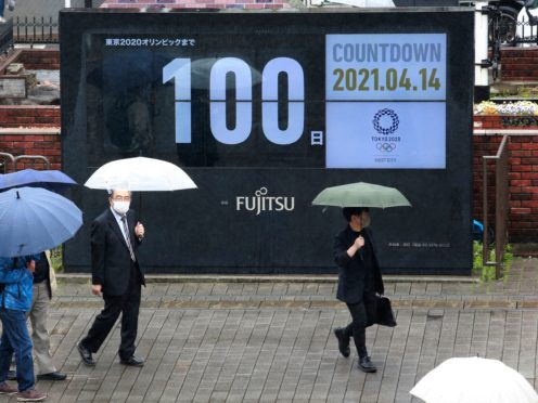 A countdown clock in Tokyo on Wednesday shows 100 days to go until the Games (Koji Sasahara/AP)