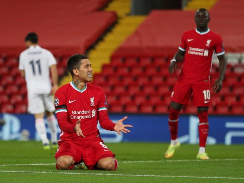 Roberto Firmino missed one of Liverpool’s best chances against Real madrid (Peter Byrne/PA)