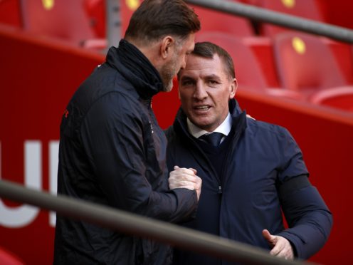 Southampton manager Ralph Hasenhuttl, left, is preparing to face Brendan Rodgers’ Leicester (John Sibley/PA)