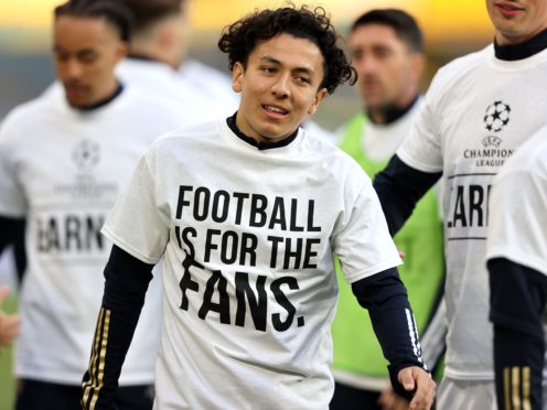 Leeds players made their feelings known about the Super League before playing Liverpool (Clive Brunskill/PA)