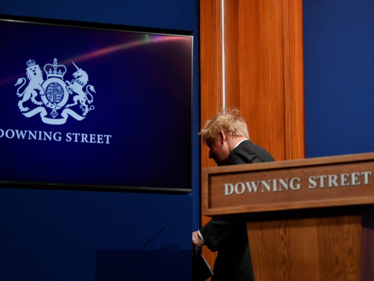 No 9 Downing Street has been kitted out with cameras and rows of chairs for journalists (Toby Melville/PA)