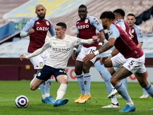 Manchester City’s Phil Foden scored his 14th goal of the season at Aston Villa (Carl Recine/PA)