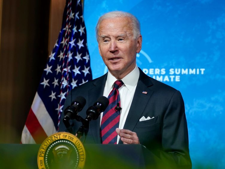 President Joe Biden speaks to the virtual Leaders Summit on Climate, from the East Room of the White House (Evan Vucci/AP)