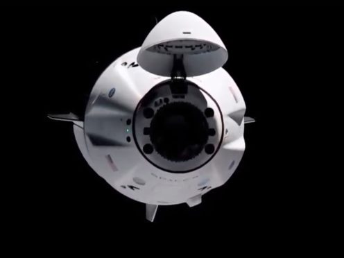 The SpaceX Crew Dragon spacecraft is seen from the international space station (Nasa/AP)