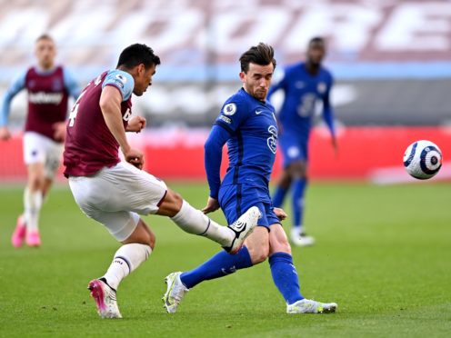 Fabian Balbuena caught Ben Chilwell as he cleared the ball (Justin Setterfield/PA)