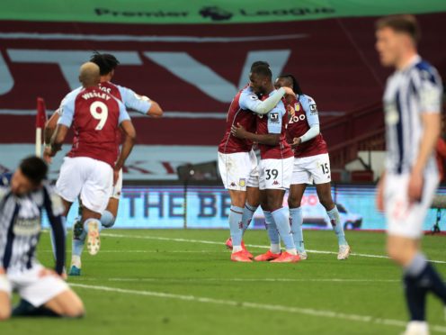 Aston Villa’s Keinan Davis celebrates his late leveller against West Brom (Mike Egerton/PA)