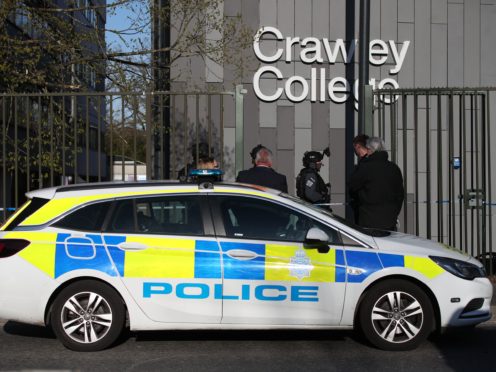 Police activity at Crawley College, West Sussex (Yui Mok/PA)
